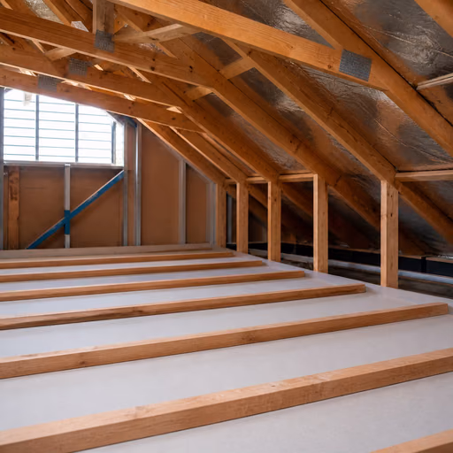 Roof cavity with empty ceiling bays and no ceiling insulation