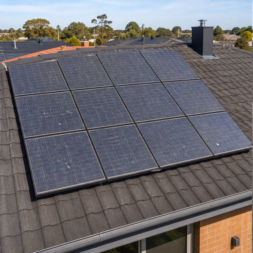 Dirty solar panels before cleaning